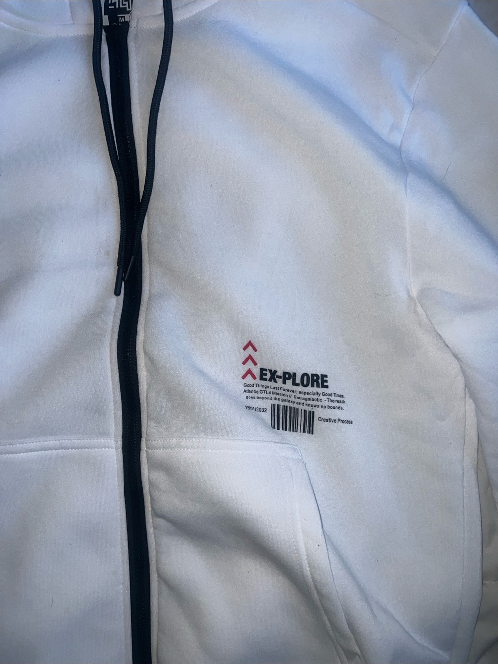 Men’s White Good Things Last Forever Zip Up Hoodie View 2